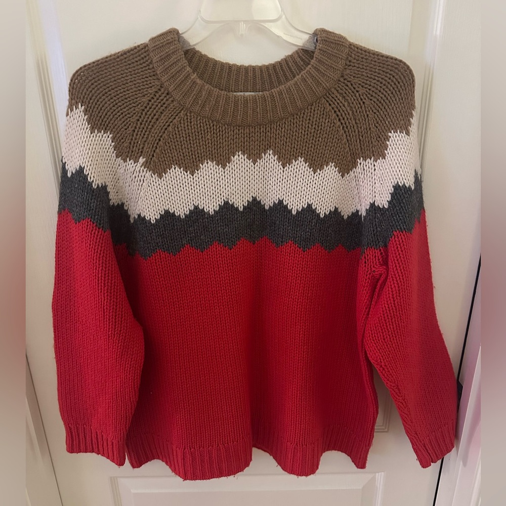 Boden Red, Brown, and Cream Women's Sweater (18)